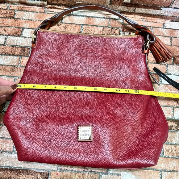 Dooney & Bourke Red and Brown Shoulder Bag with Structured Shape and Tassel - Picture 10 of 14